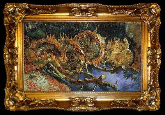 framed  Vincent Van Gogh Four Withered Sunflowers, ta009-2